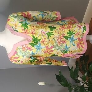 All For Color Floral Cotton Lightweight Tunic Coverup Size S/M